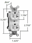 76160.2.15.125EN USA Einbausteckdose 2-fach 3-polig 15 A 125 V NEMA 5-15R braun oder weiß