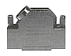 165 X 02689 SUB-D Gehäuse Bauform 2 Metallgehäuse mit seitlichem Kabelausgang. Schrauben 4-40