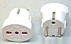 7348 W (RoHS) Reiseadapter Steckerseite Deutschland Schutzkontakt Buchsenseite Italien 10 A + 16 A